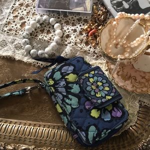 Vera Bradley All In One Indigo Pop Wristlet Wallet Mini Purse Going Out College